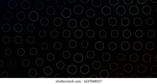 Dark Multicolor vector template with circles. Illustration with set of shining colorful abstract spheres. Design for your commercials.