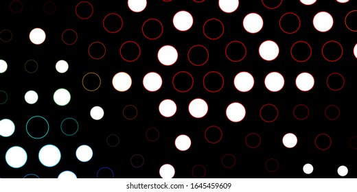 Dark Multicolor vector template with circles. Abstract colorful disks on simple gradient background. Pattern for business ads.