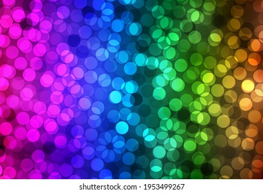 Dark Multicolor vector template with circles. Illustration with set of shining colorful abstract circles. Pattern for futuristic ad, booklets.