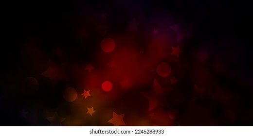 Dark Multicolor vector template with circles, stars. Glitter abstract illustration with colorful drops, stars. Design for textile, fabric, wallpapers.