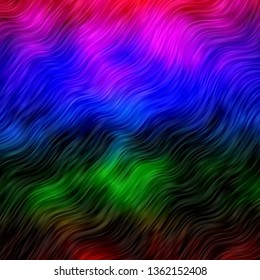 Dark Multicolor vector template with curved lines. Colorful illustration in abstract style with bent lines. Best design for your ad, poster, banner.