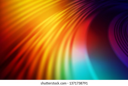 Dark Multicolor vector template with curved lines. Colorful abstract illustration with gradient lines. A new texture for your  ad, booklets, leaflets.