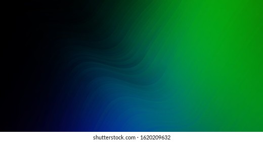 Dark Multicolor vector template with curved lines. Abstract illustration with bandy gradient lines. Template for your UI design.
