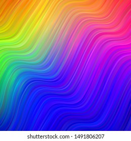 Dark Multicolor vector template with curves. Abstract illustration with bandy gradient lines. Pattern for websites, landing pages.