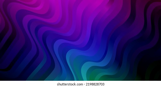 Dark Multicolor vector template with curves. Colorful illustration with curved lines. Template for cellphones.