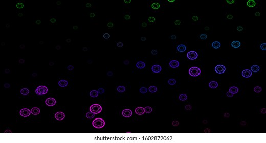 Dark Multicolor vector template with esoteric signs. Colorful vintage illustration with gradient alchemy shapes. Simple base for your occult design.