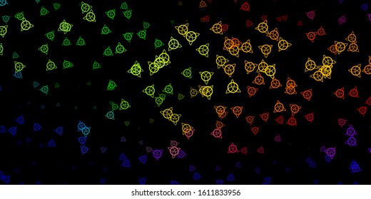 Dark Multicolor vector template with esoteric signs. Abstract illustration with gothic gradient shapes. Best design halloween events.