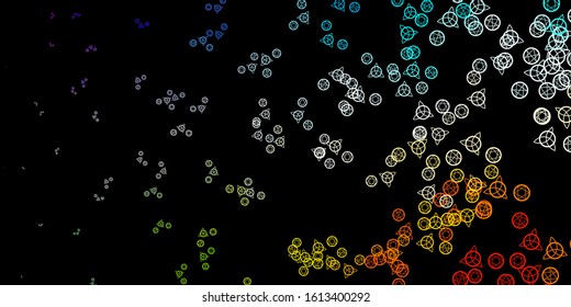 Dark Multicolor vector template with esoteric signs. Retro design in abstract style with witchcraft forms. Background for esoteric, mystic designs.