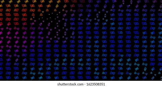 Dark Multicolor vector template with esoteric signs. Colorful mystic symbols with a gradient in ancient style. Simple design for occult depiction.