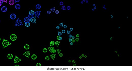 Dark Multicolor vector template with esoteric signs. Retro design in abstract style with witchcraft forms. Simple design for occult depiction.