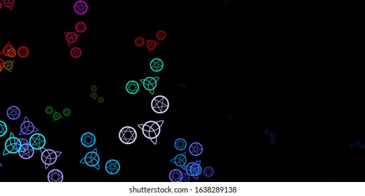 Dark Multicolor vector template with esoteric signs. Abstract illustration with gothic gradient shapes. Background for esoteric, mystic designs.