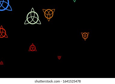 Dark Multicolor vector template with esoteric signs. Retro design in abstract style with witchcraft forms. Background for esoteric, mystic designs.