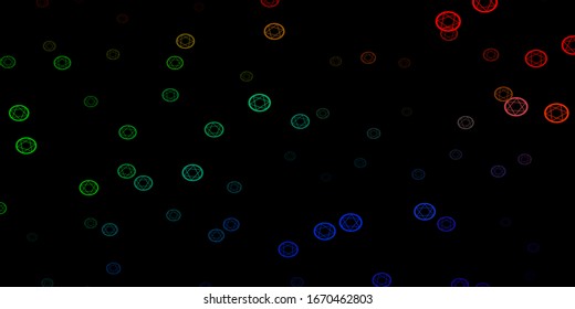Dark Multicolor vector template with esoteric signs. Retro design in abstract style with witchcraft forms. Background for esoteric, mystic designs.