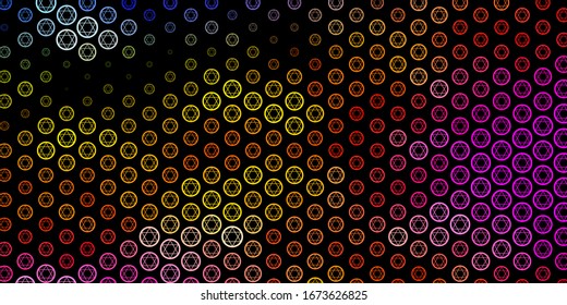 Dark Multicolor vector template with esoteric signs. Retro design in abstract style with witchcraft forms. Best design halloween events.