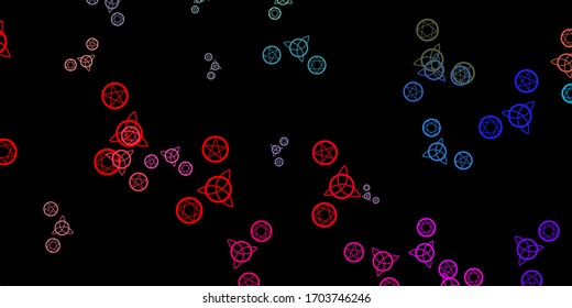 Dark Multicolor vector template with esoteric signs. Retro design in abstract style with witchcraft forms. Design for magic, spiritual events.