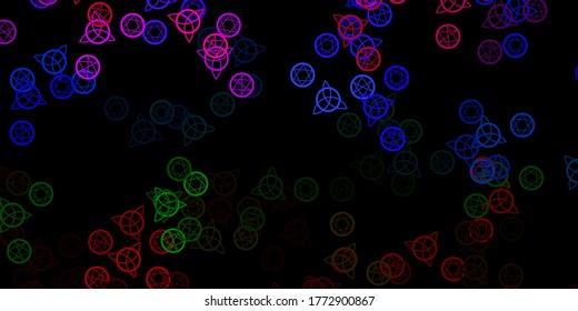 Dark Multicolor vector template with esoteric signs. Abstract illustration with gothic gradient shapes. Simple base for your occult design.