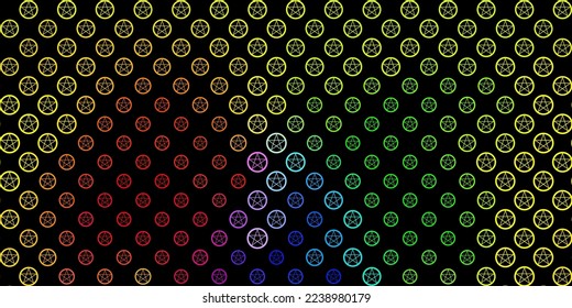 Dark Multicolor vector template with esoteric signs. Colorful mystic symbols with a gradient in ancient style. Simple design for occult depiction.