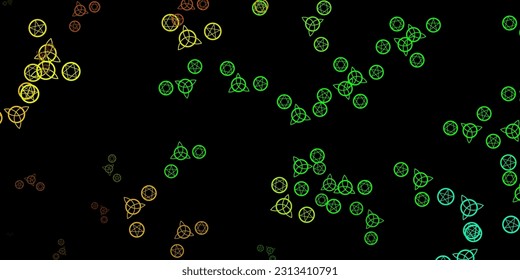 Dark Multicolor vector template with esoteric signs. Retro design in abstract style with witchcraft forms. Simple design for occult depiction.