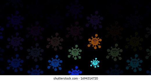 Dark multicolor vector template with flu signs. Abstract illustration with biological gradient shapes. Simple drawing against danger fever.