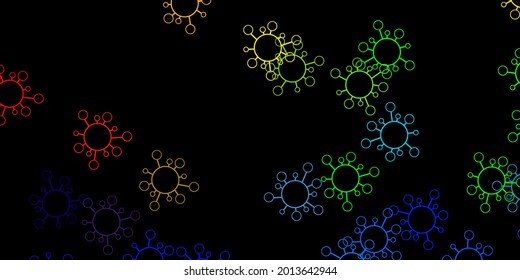 Dark multicolor vector template with flu signs. Simple design in abstract style with infection forms. Design for biohazard warning.