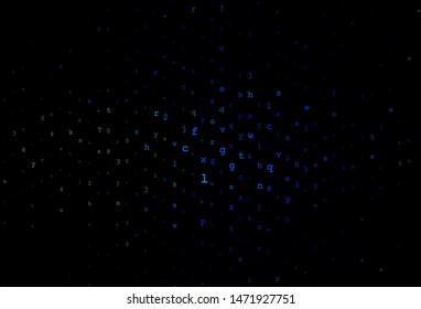 Dark Multicolor vector template with isolated letters. Blurred design in simple style with signs of alphabet. Smart design for promotion of university.