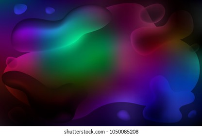 Dark Multicolor vector template with lines, ovals. Creative illustration in halftone memphis style with gradient. Brand-new design for your ads, poster, banner.