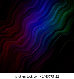 Dark Multicolor vector template with lines. Colorful illustration with curved lines. Pattern for websites, landing pages.