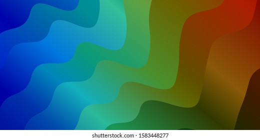 Dark Multicolor vector template with lines. Bright sample with colorful bent lines, shapes. Template for your UI design.