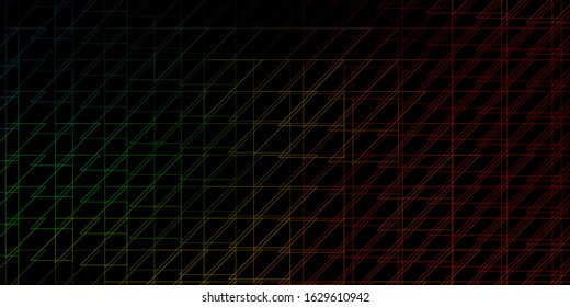 Dark Multicolor vector template with lines. Colorful gradient illustration with abstract flat lines. Pattern for ads, commercials.