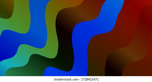 Dark Multicolor vector template with lines. Bright sample with colorful bent lines, shapes. Template for your UI design.