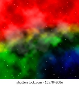 Dark Multicolor vector template with neon stars. Colorful illustration in abstract style with gradient stars. Theme for cell phones.