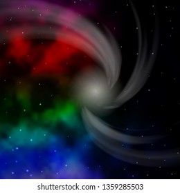 Dark Multicolor vector template with neon stars. Decorative illustration with stars on abstract template. Theme for cell phones.