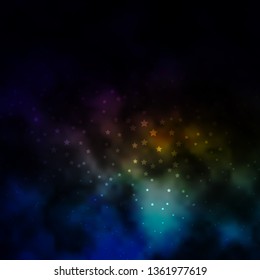 Dark Multicolor vector template with neon stars. Colorful illustration with abstract gradient stars. Design for your business promotion.