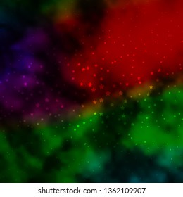 Dark Multicolor vector template with neon stars. Colorful illustration with abstract gradient stars. Pattern for wrapping gifts.
