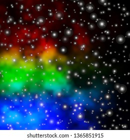 Dark Multicolor vector template with neon stars. Shining colorful illustration with small and big stars. Pattern for wrapping gifts.