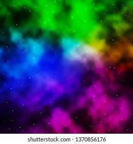 Dark Multicolor vector template with neon stars. Decorative illustration with stars on abstract template. Pattern for new year ad, booklets.