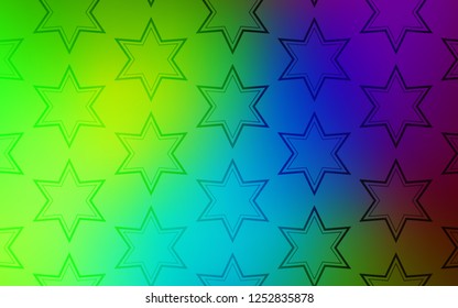Dark Multicolor vector template with sky stars. Stars on blurred abstract background with gradient. Pattern for wrapping gifts.