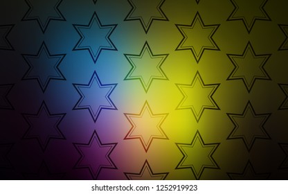 Dark Multicolor vector template with sky stars. Stars on blurred abstract background with gradient. Smart design for your business advert.