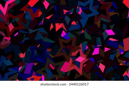 Dark Multicolor vector template with sky stars. Stars on blurred abstract background with gradient. Template for cosmic backgrounds.