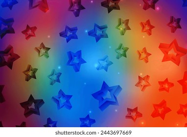 Dark Multicolor vector template with sky stars. Glitter abstract illustration with colored stars. Smart design for your business advert.
