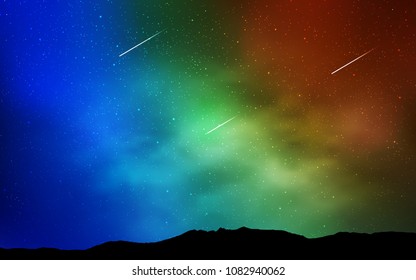 Dark Multicolor vector template with space stars. Space stars on blurred abstract background with gradient. Template for cosmic backgrounds.