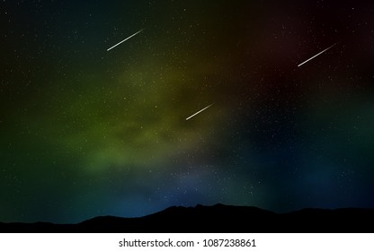 Dark Multicolor vector template with space stars. Space stars on blurred abstract background with gradient. Best design for your ad, poster, banner.