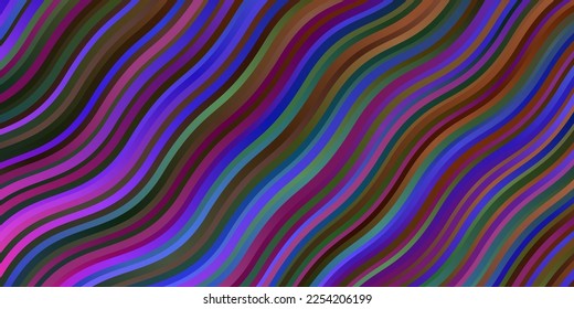 Dark Multicolor vector template with wry lines. Illustration in abstract style with gradient curved.  Pattern for ads, commercials.
