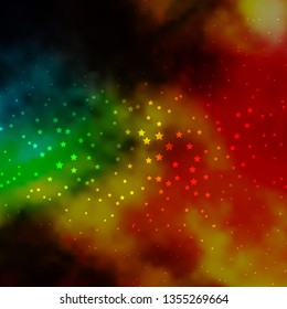 Dark Multicolor vector texture with beautiful stars. Shining colorful illustration with small and big stars. Pattern for new year ad, booklets.