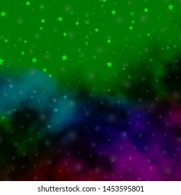 Dark Multicolor vector texture with beautiful stars. Shining colorful illustration with small and big stars. Best design for your ad, poster, banner.