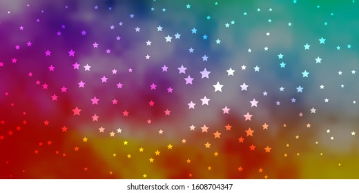 Dark Multicolor vector texture with beautiful stars. Shining colorful illustration with small and big stars. Pattern for websites, landing pages.