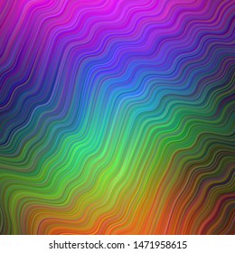 Dark Multicolor vector texture with bent lines. Glitter abstract illustration with wry lines. Pattern for your business design.