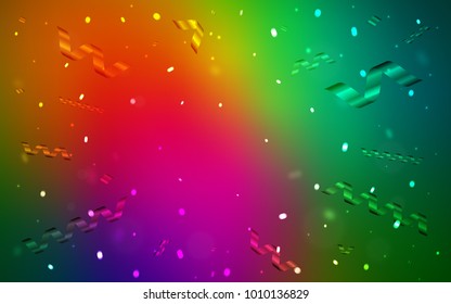 Dark Multicolor vector texture with birthday confetti. Decorative shining illustration with ribbons on abstract template. The pattern can be used for birthday gifts, congratulations.