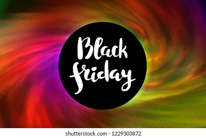 Dark Multicolor vector texture with a black hole, galaxy. Colorful illustration of a black hole on a starry backdrop. Pattern for posters, banners of sales.