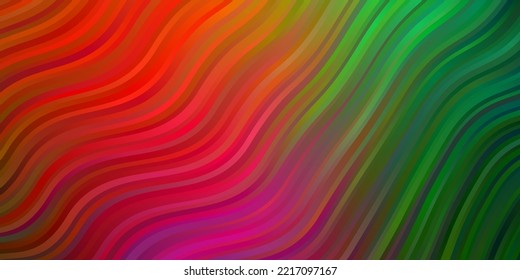 Dark Multicolor vector texture with circular arc. Bright sample with colorful bent lines, shapes. Best design for your posters, banners.